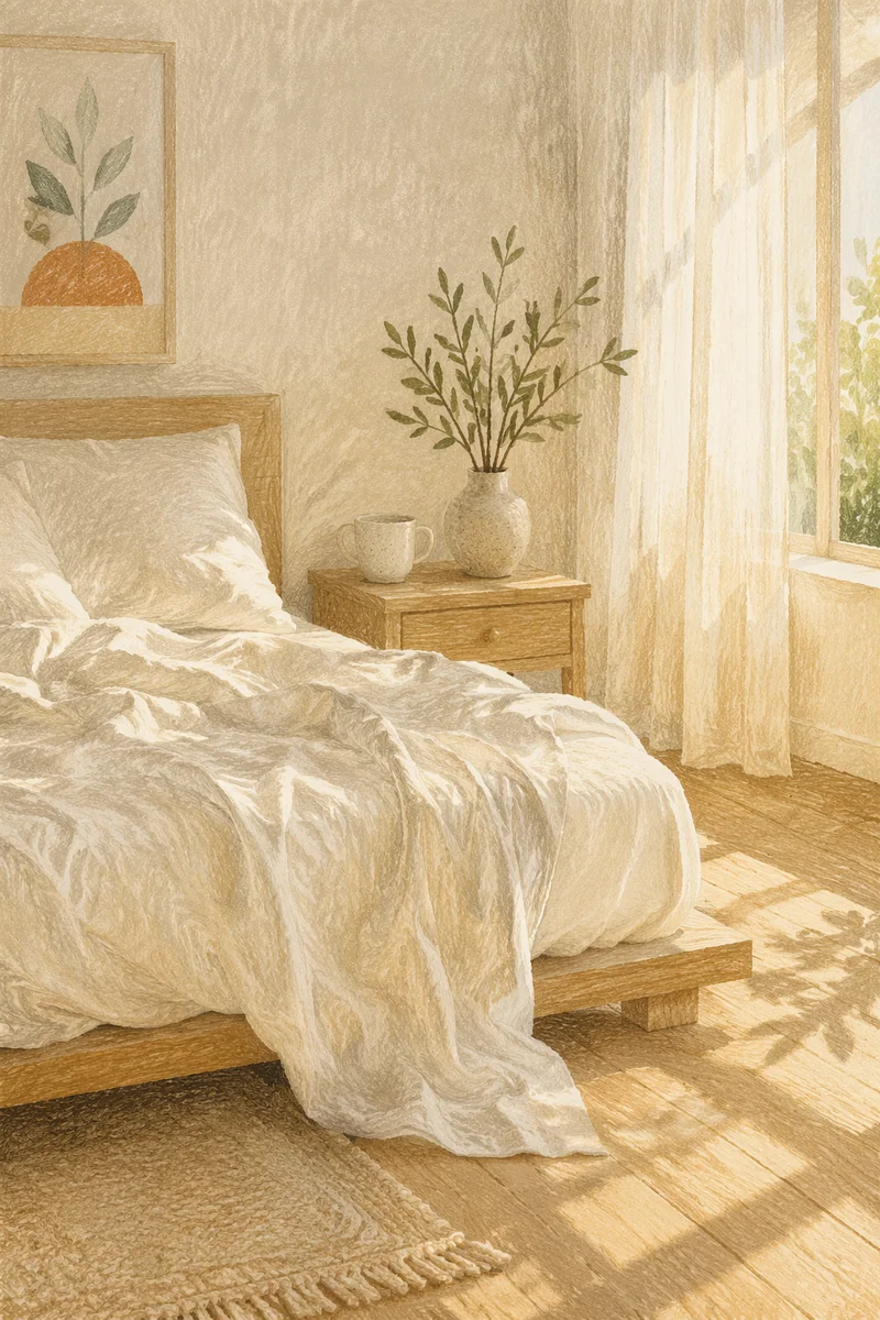 Peaceful Bedroom Morning Light Interior Scene