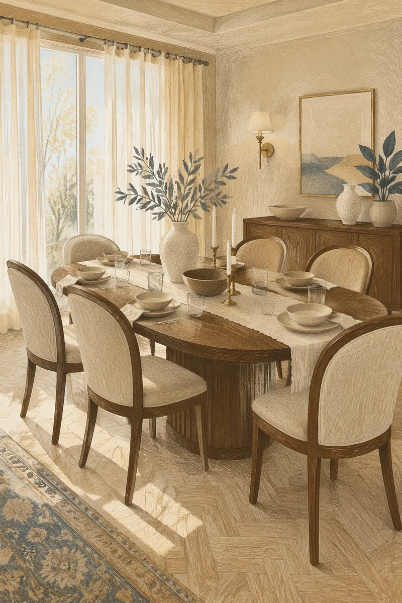 Elegant Dining Room Table and Chairs