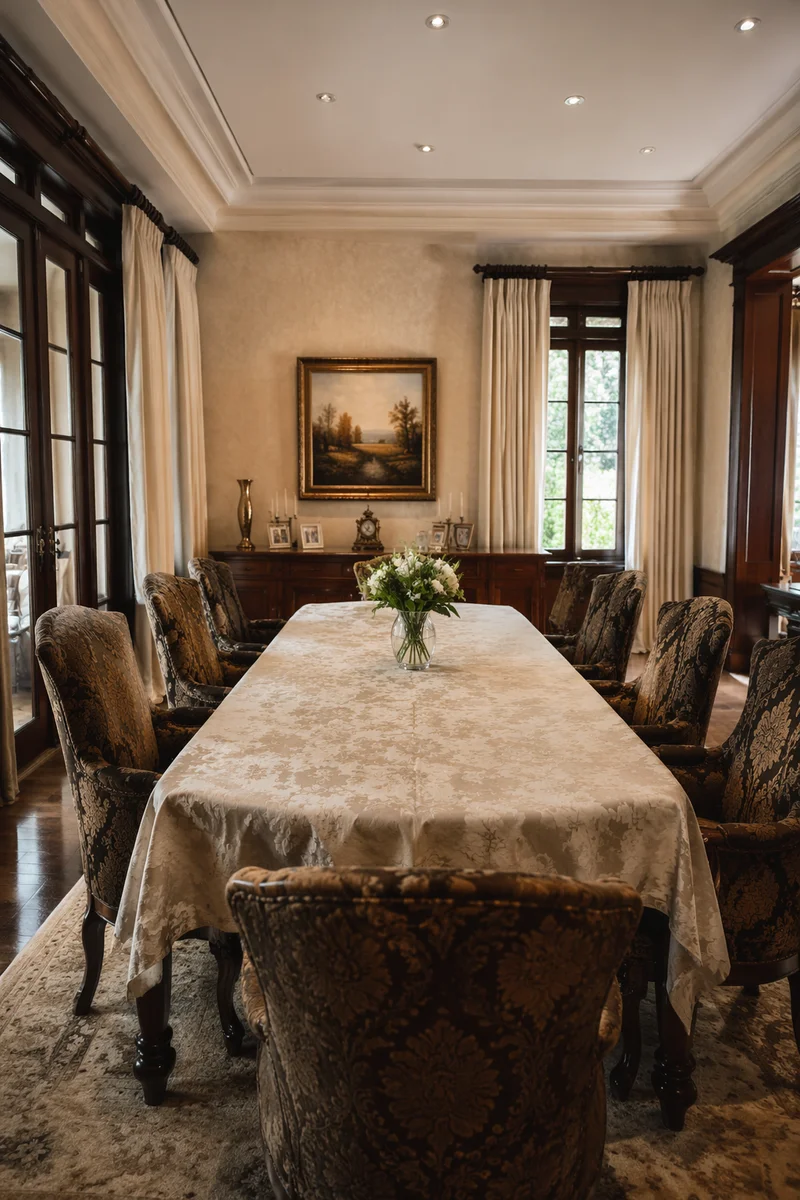 Elegant Dark Wood Dining Room Interior