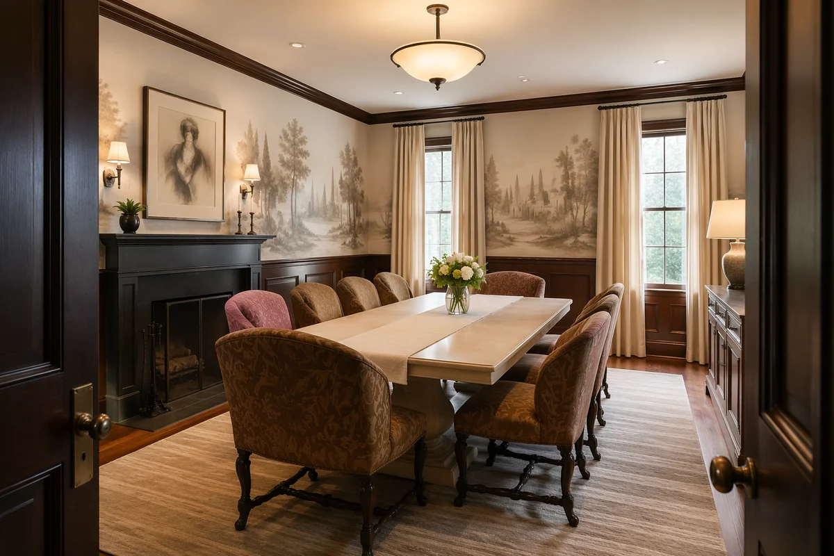 Elegant Dining Room with Upholstered Chairs