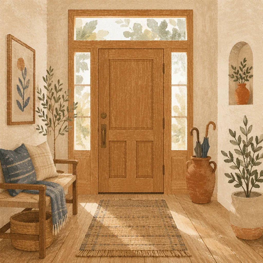 Welcoming Wooden Front Door Entryway Interior