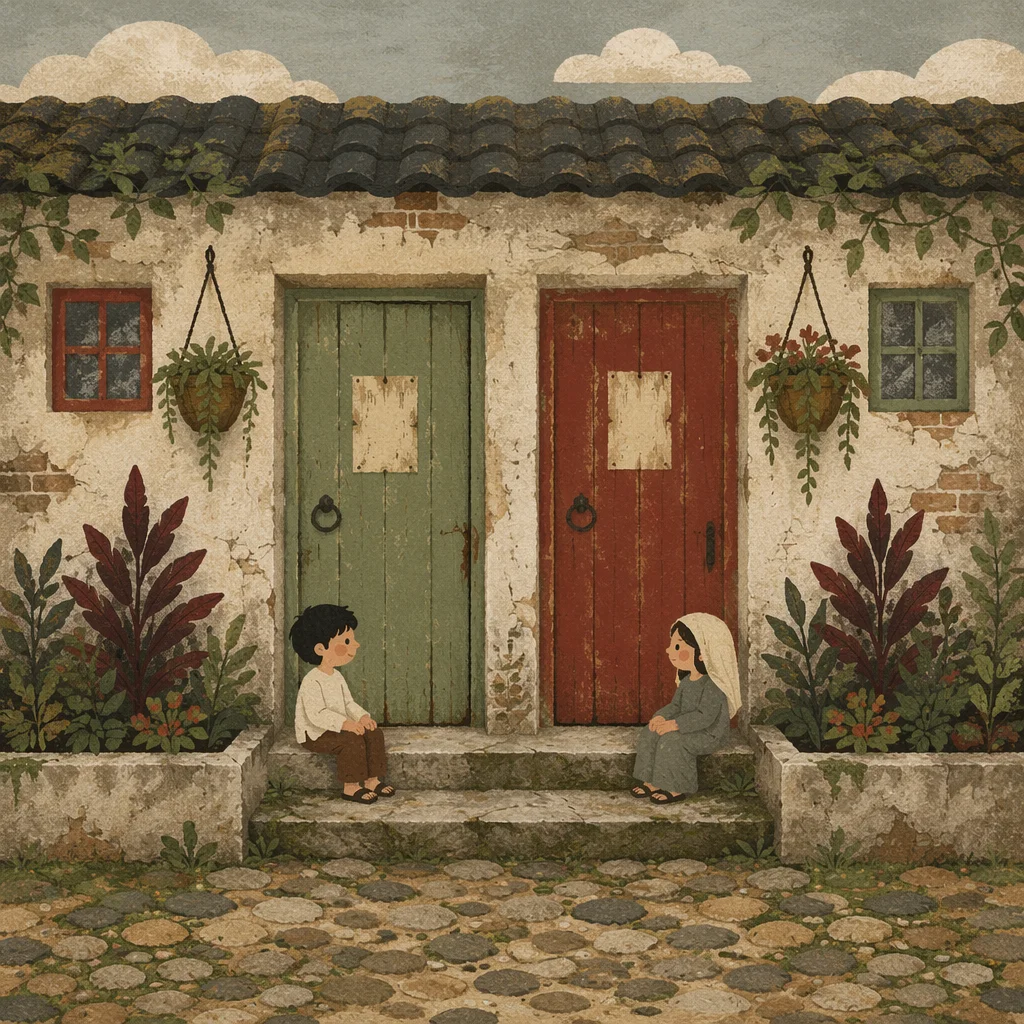 Weathered Wooden Doorway with Earthy Village Charm