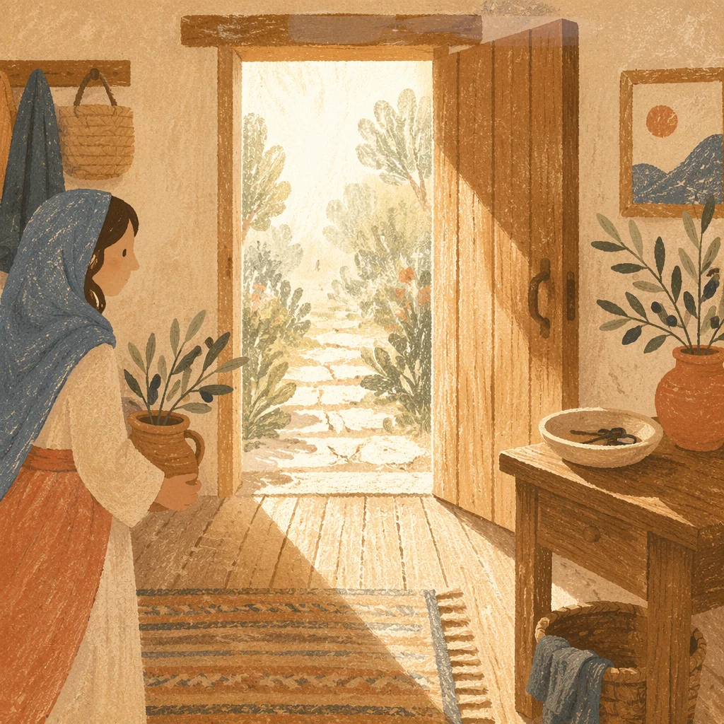 Warm Wooden Doorway of Christian Hospitality
