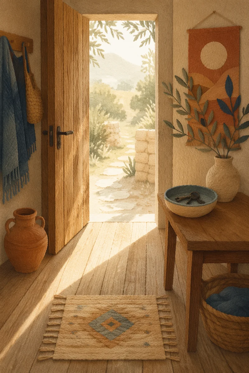 Peaceful Wooden Entryway in Morning Light