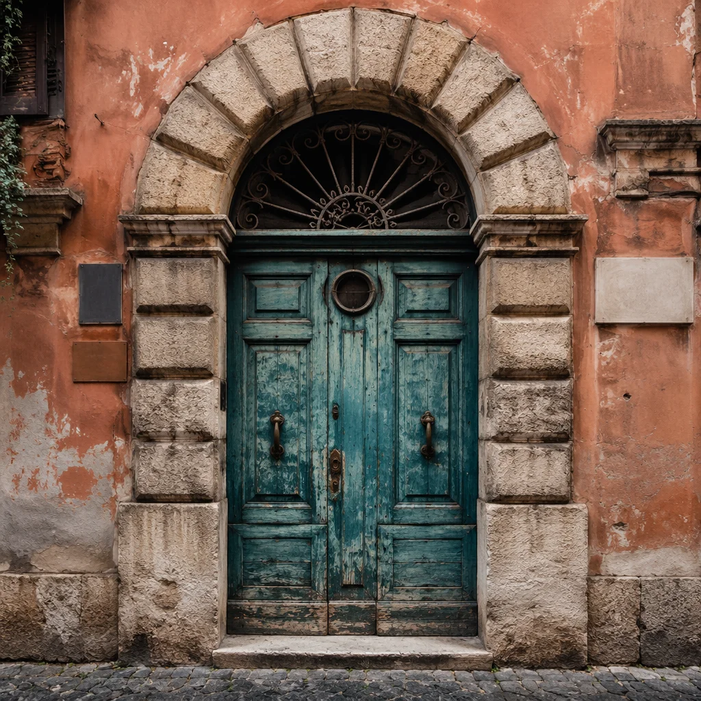 Weathered Teal Doorway on Historic Townhouse