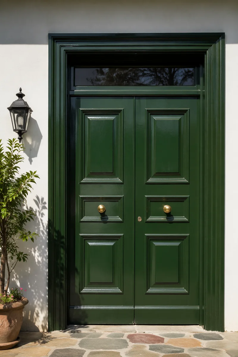Traditional Forest Green Front Door Entrance