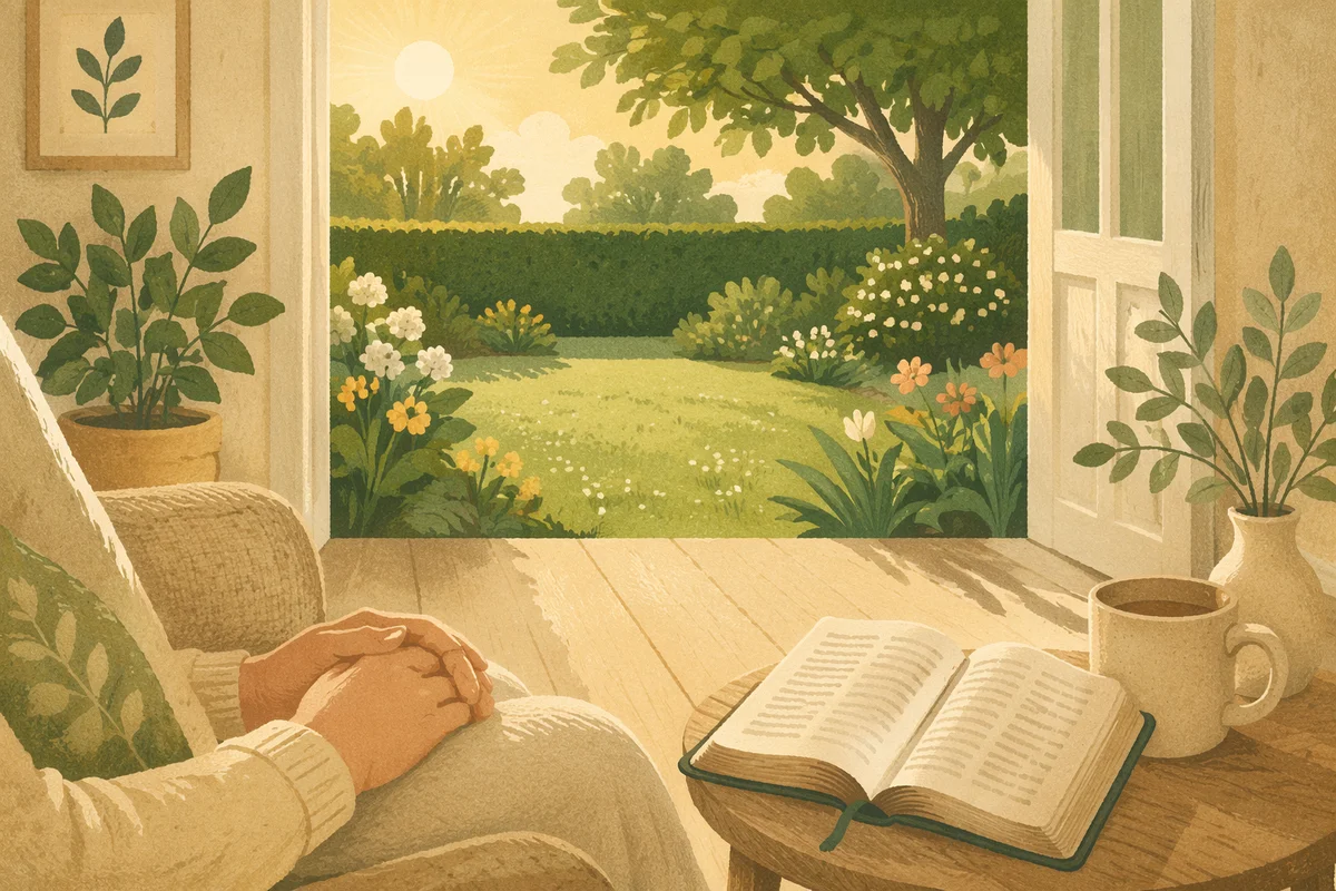 Morning Devotion by a Garden Patio