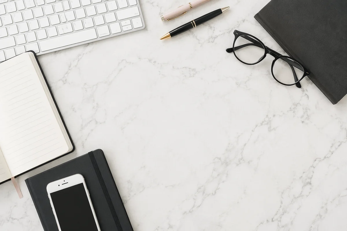 Organized Minimal Home Office Desk Flat Lay