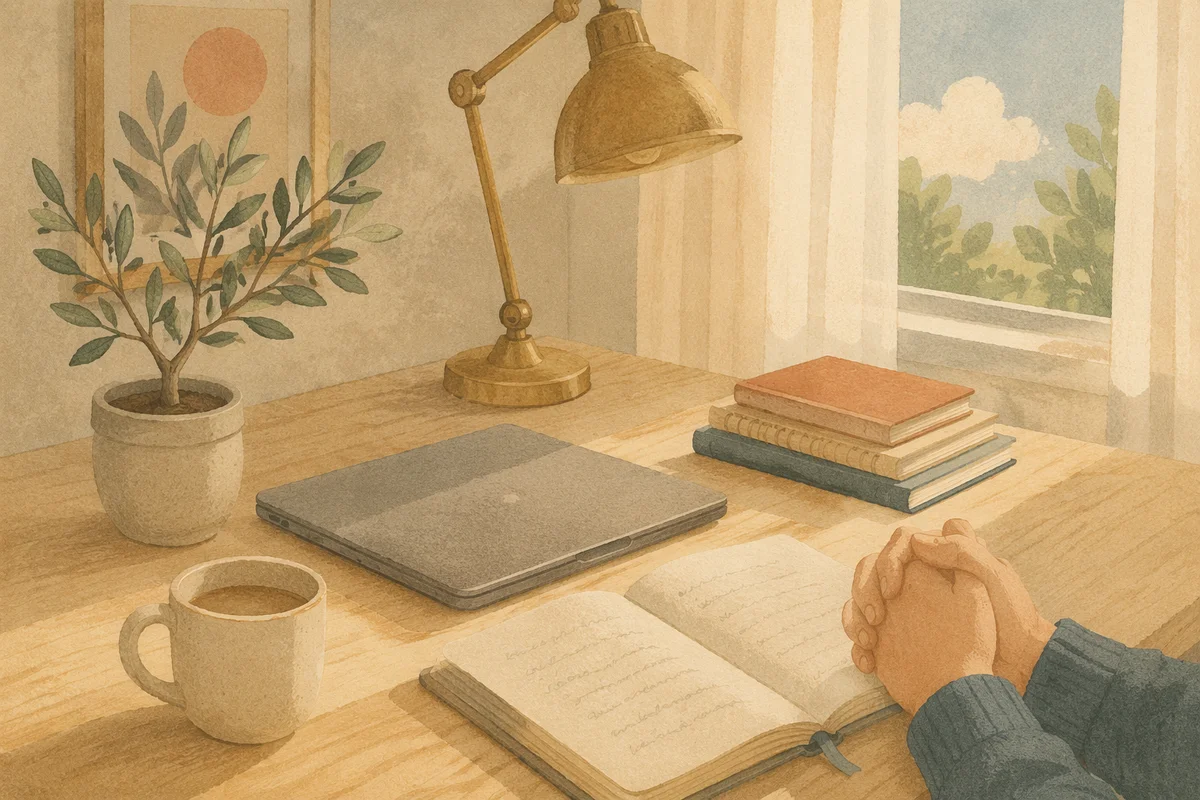 Peaceful Prayer Desk by Morning Window