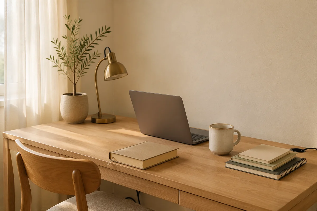 Peaceful Organized Home Office Desk