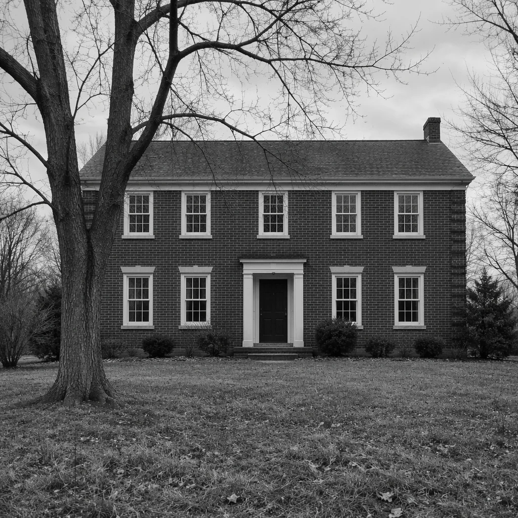 Monochrome Modern Brick House Front View