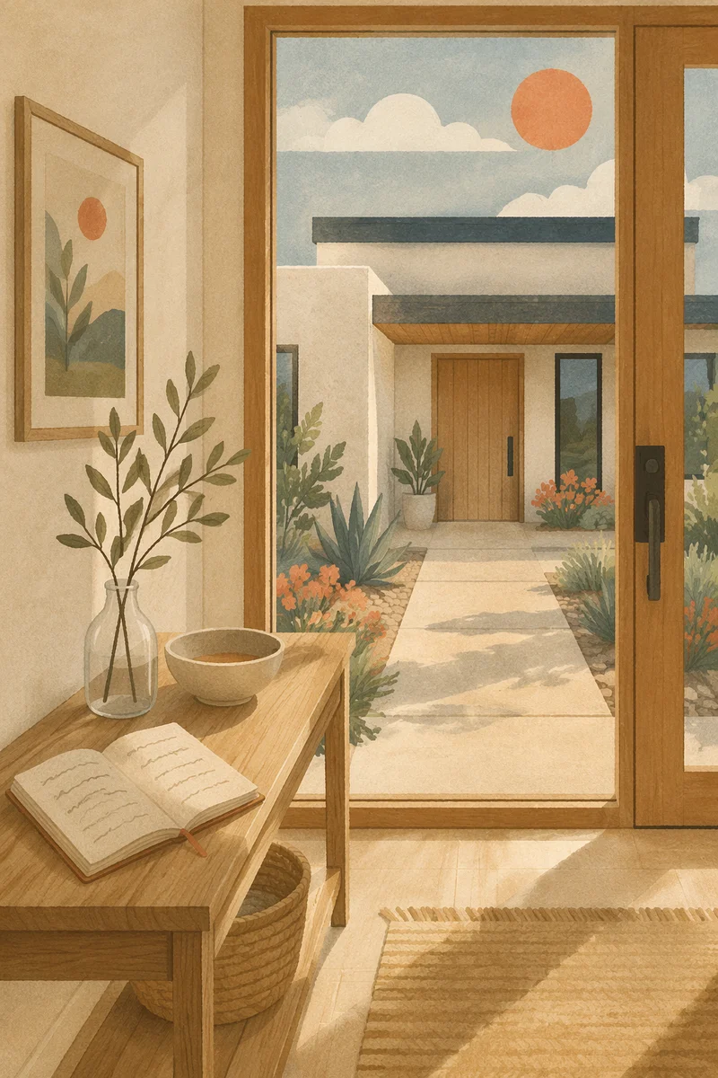 Modern Foyer View to Peaceful Front Entrance