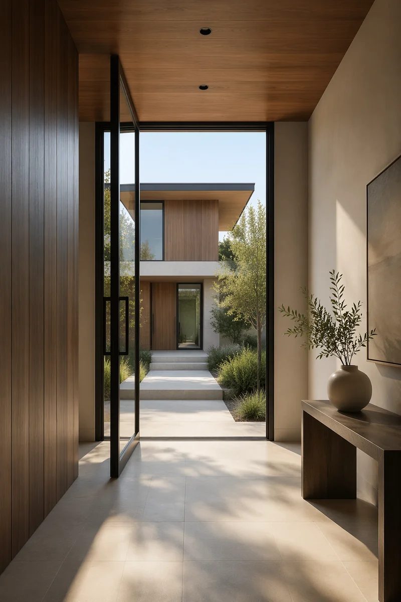 Modern Entry Foyer Facing Contemporary Exterior
