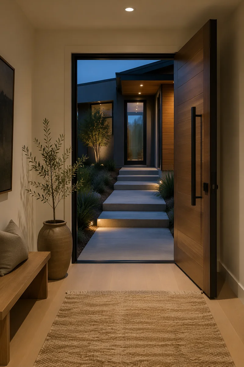 Modern House Exterior Viewed from Entry Foyer