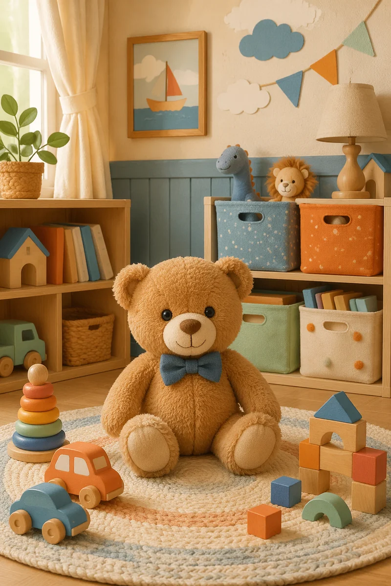 Cozy Kids Playroom With Organized Colorful Toys