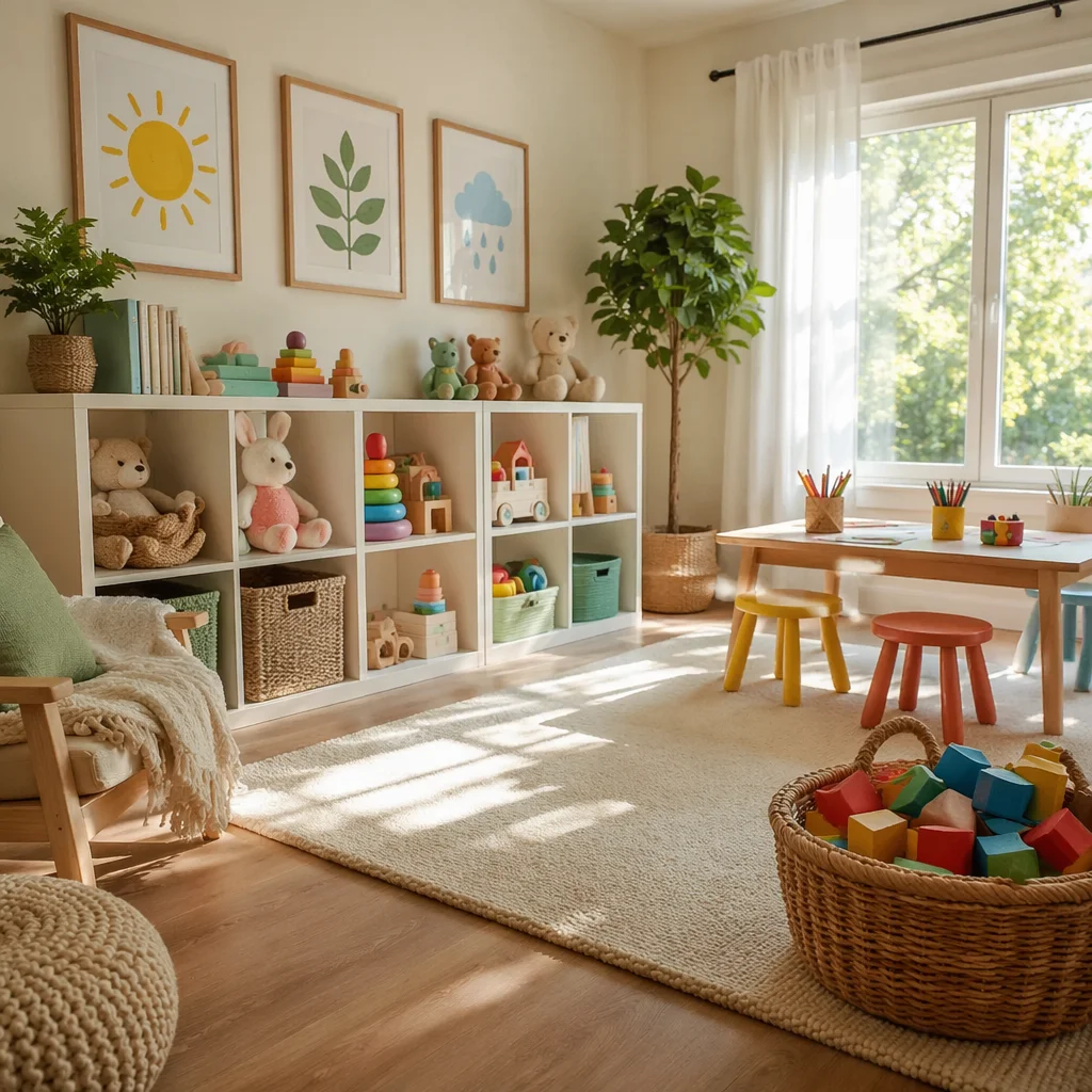 Bright Organized Kids Playroom Interior