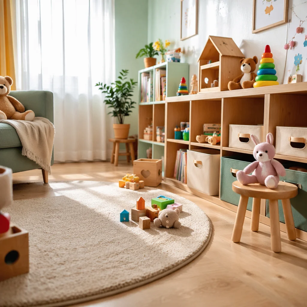 Bright Organized Kids Playroom Interior