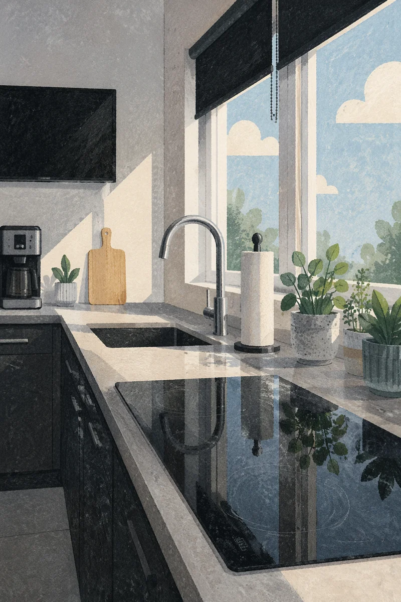 Bright Modern Kitchen Countertop Interior