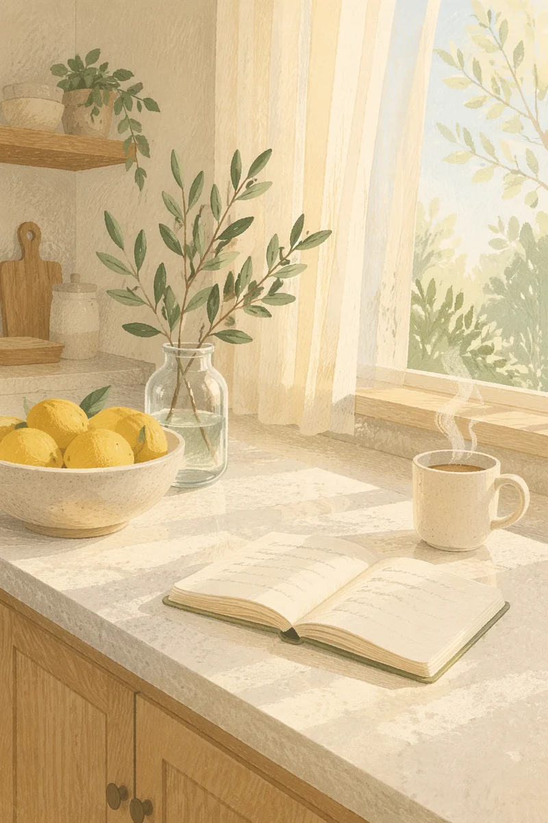 Bright Modern Kitchen Countertop with Lemons