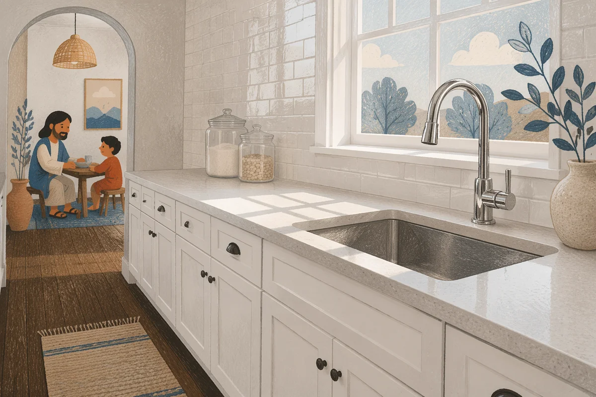 Bright Modern Kitchen with White Quartz Countertop