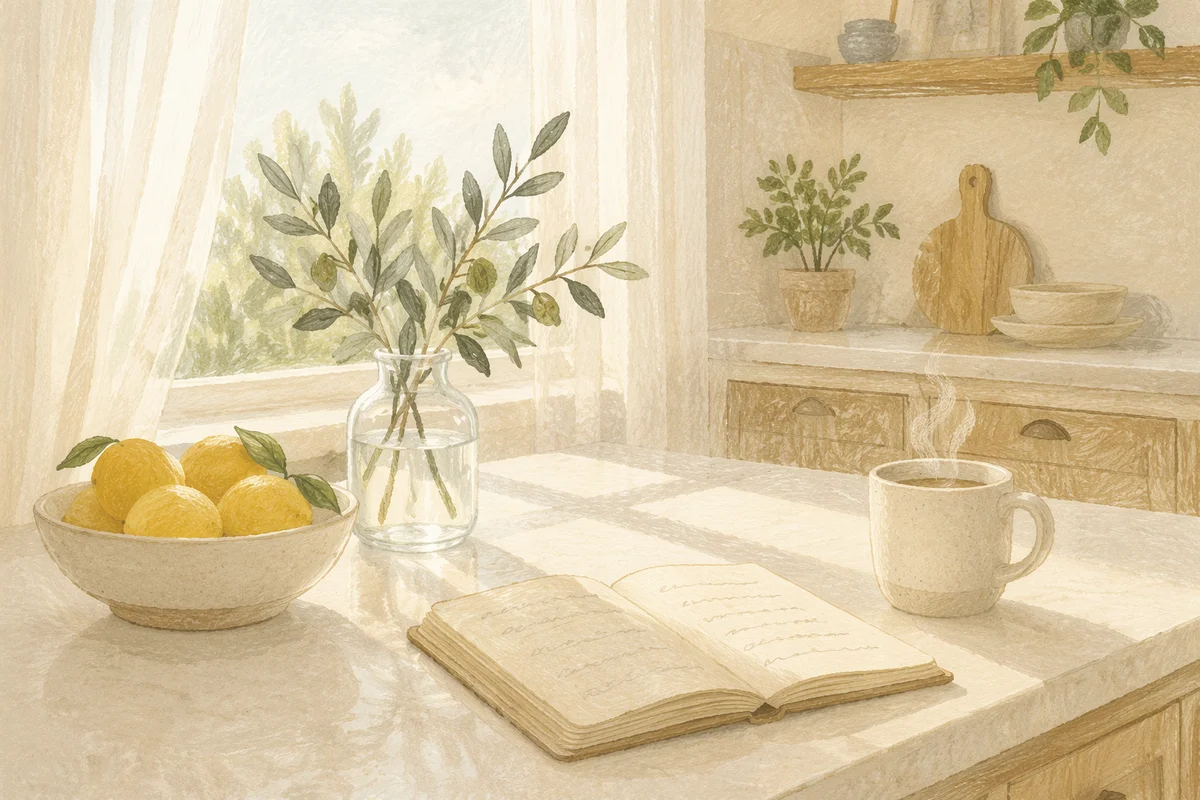 Bright Modern Kitchen Countertop with Lemons