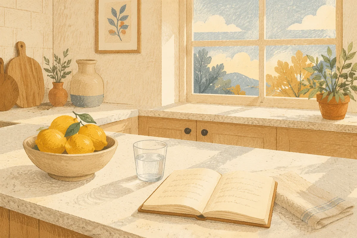 Bright Modern Kitchen Countertop with Lemons