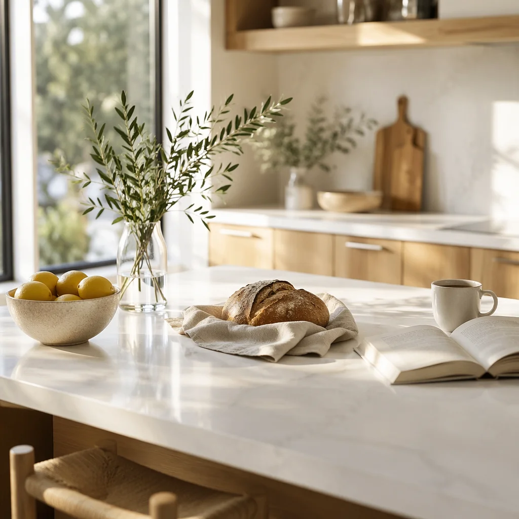 Bright Modern Kitchen Countertop Morning Hospitality