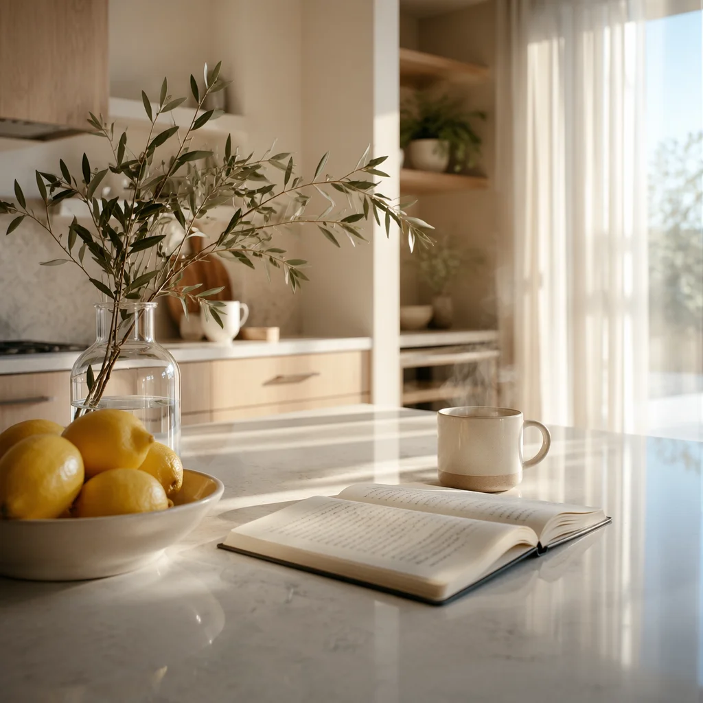Bright Modern Kitchen Countertop with Morning Light