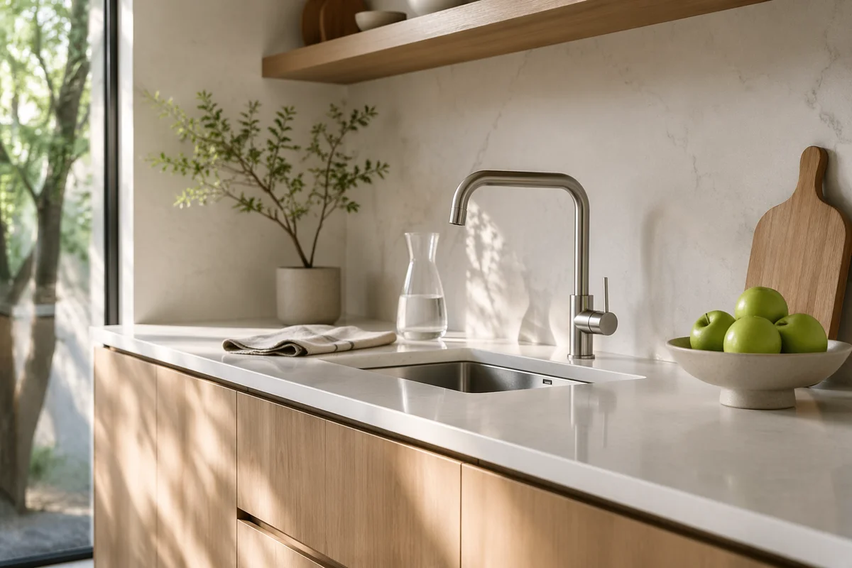 Bright Modern Kitchen Countertop Morning Scene