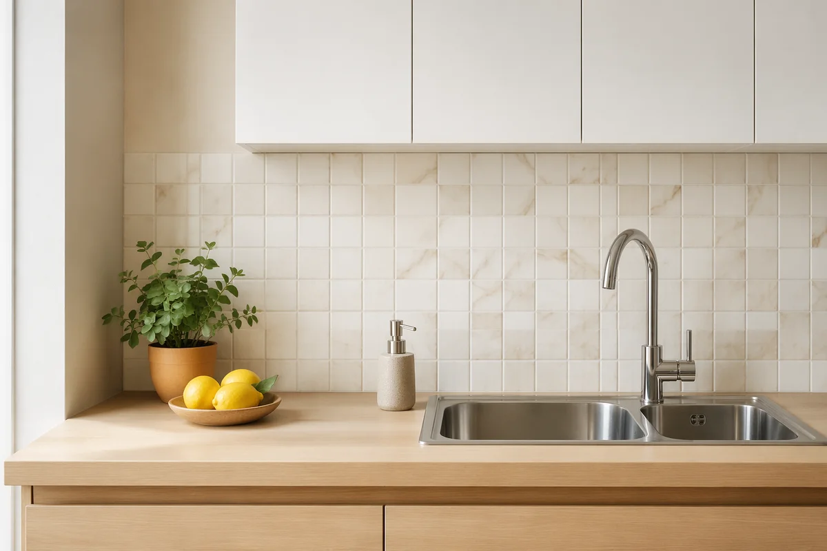 Bright Modern Kitchen Countertop Interior Scene