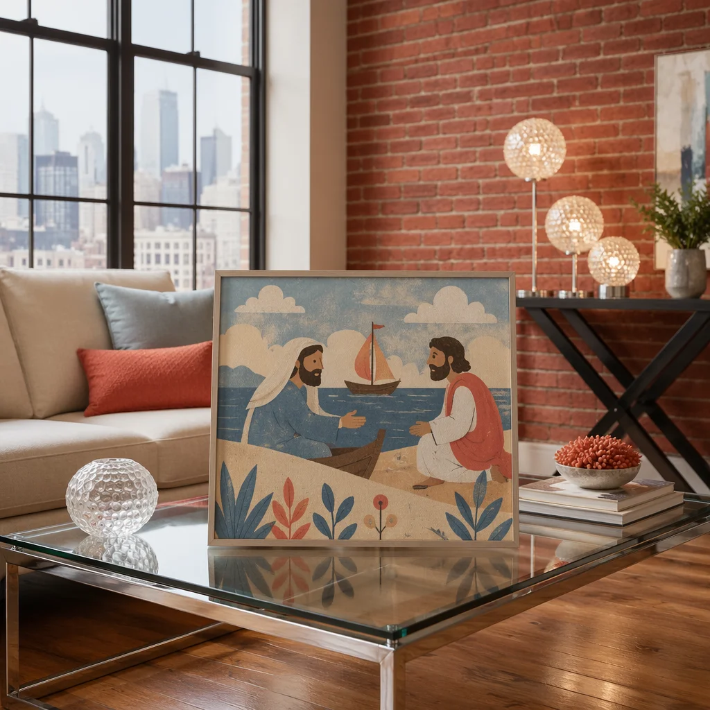 Modern Loft Living Room with White Sofas