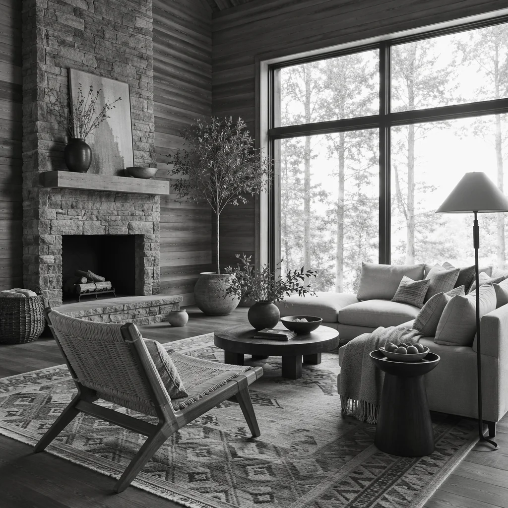 Monochrome Modern Living Room with Daylight
