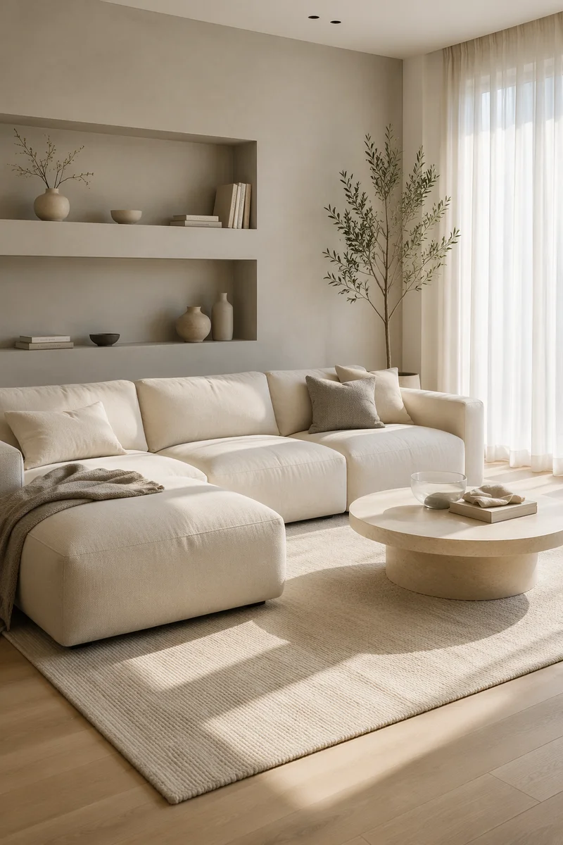 Modern Oatmeal Sofa Living Room Interior