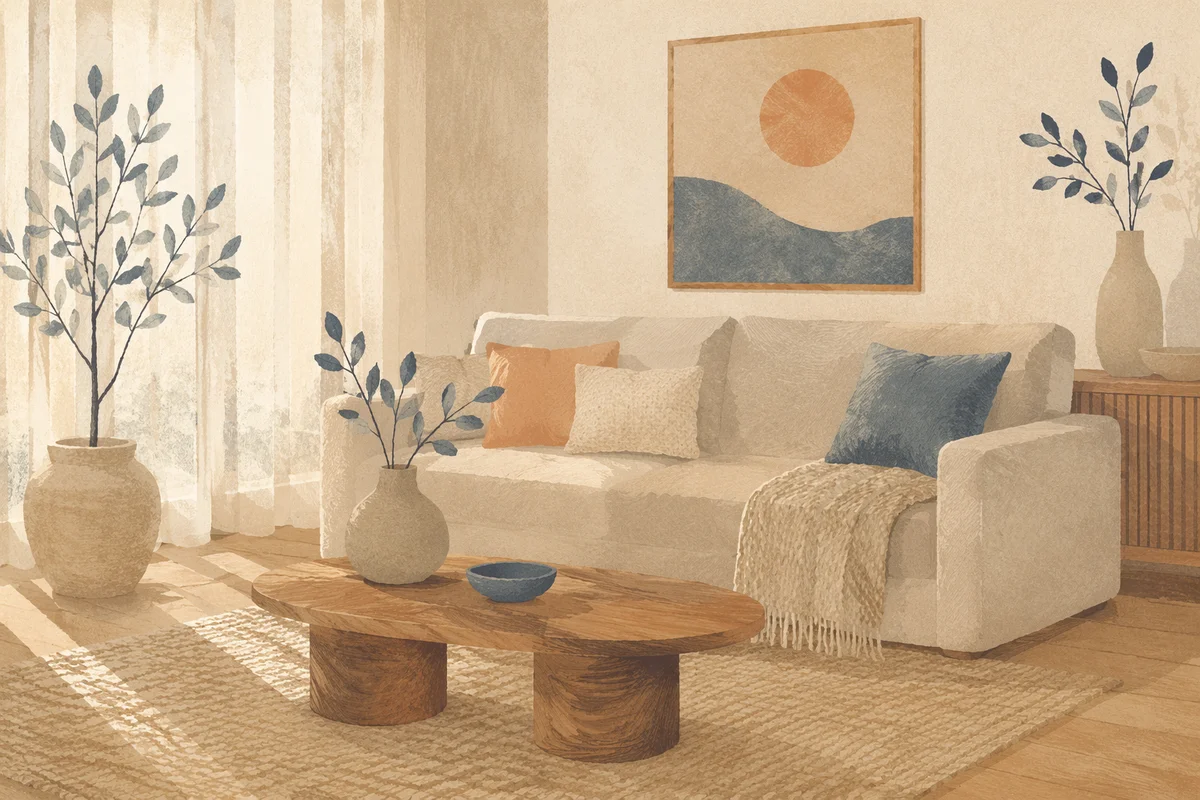 Modern Greige Sofa Living Room Interior