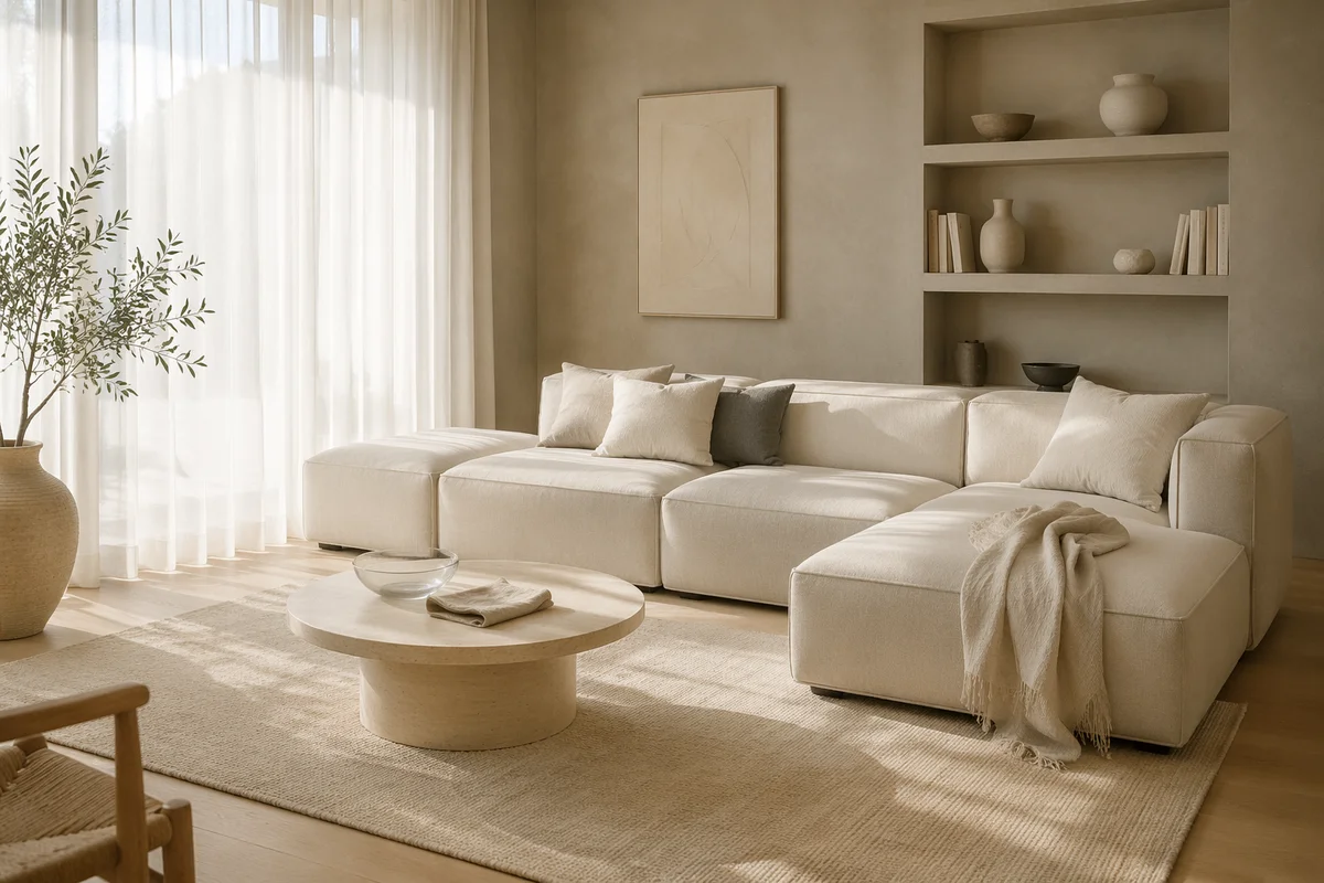 Modern Living Room Sofa in Warm Neutrals