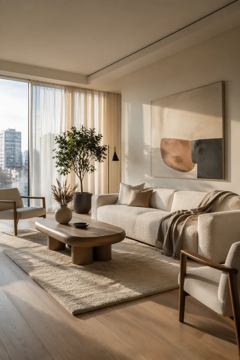 Modern Cream Sofa Living Room Interior