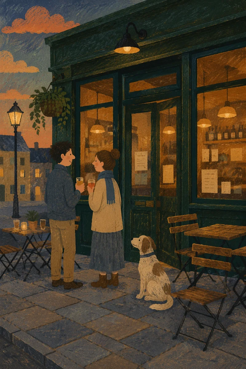 Cozy Bistro Patio at Evening Dusk