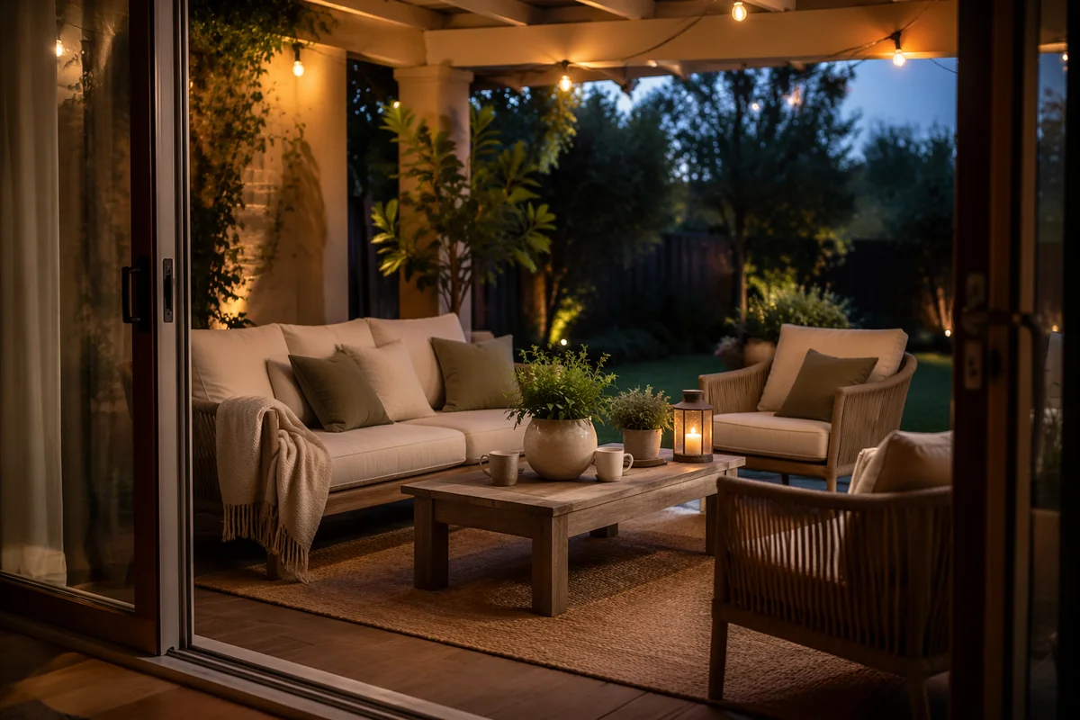 Cozy Evening Patio Living Room Retreat