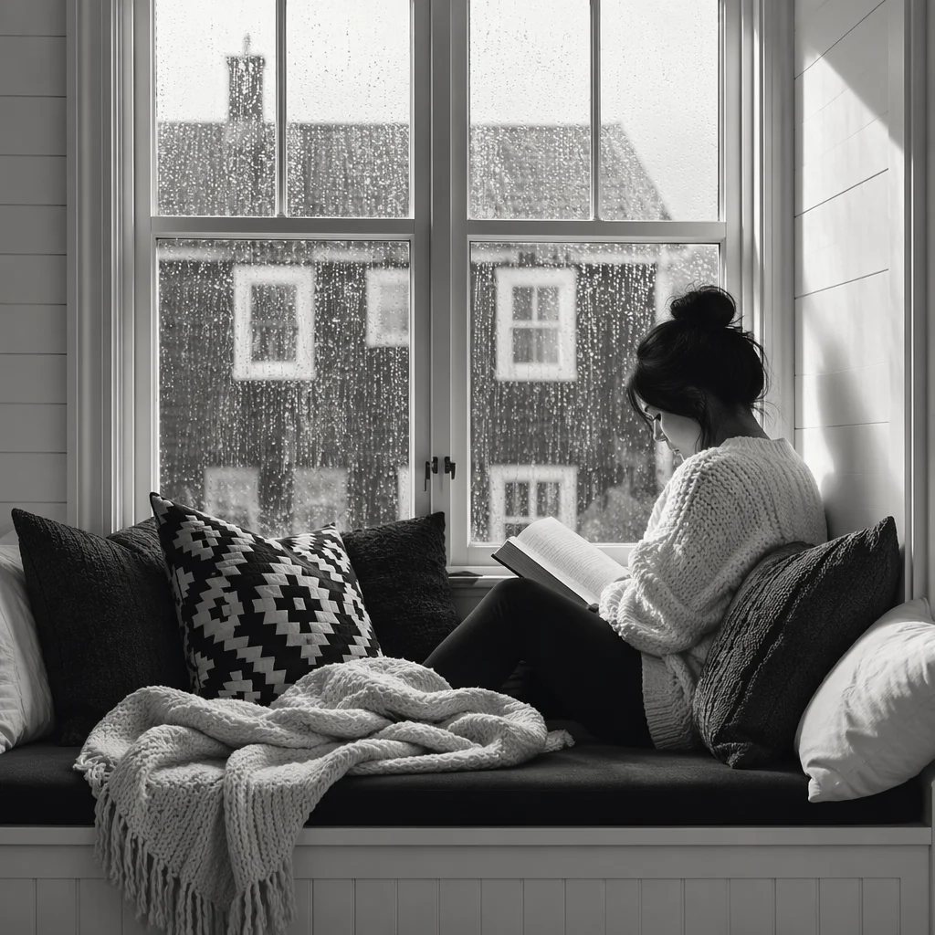 Cozy Rainy Day Window Seat Reading Nook