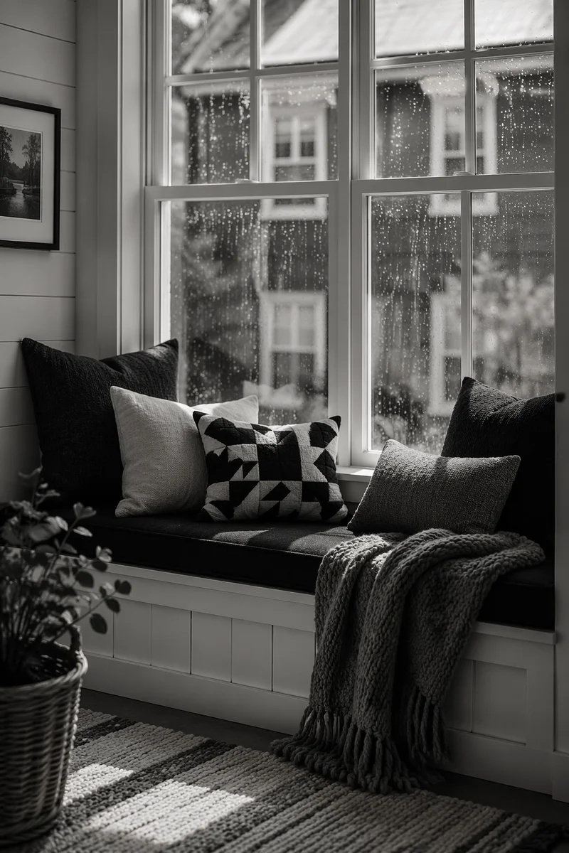 Cozy Rainy Day Window Seat Reading Nook