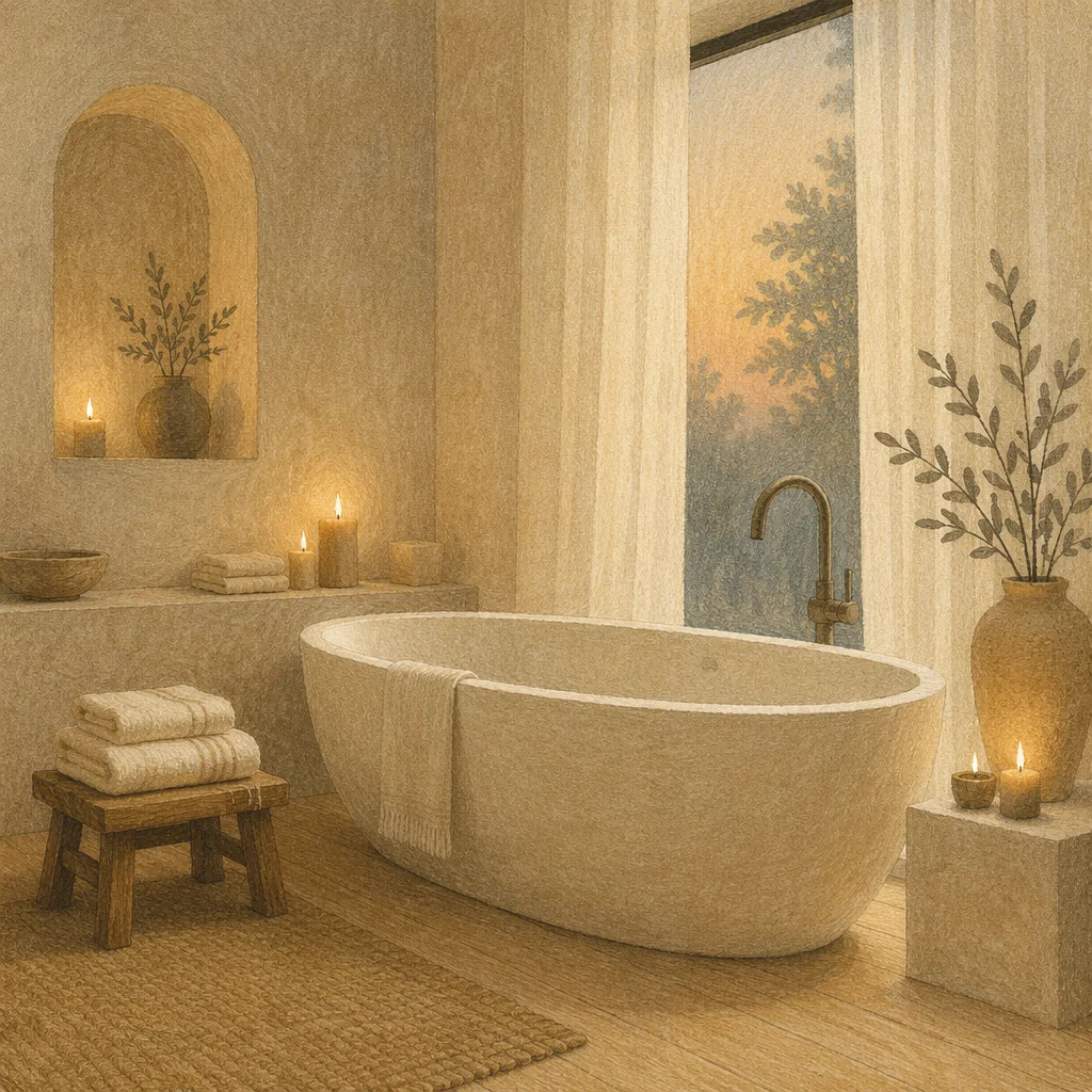 Serene Spa Bathroom with Freestanding Tub