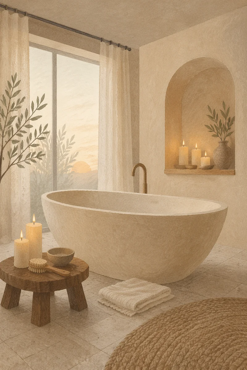Serene Spa Bathroom with Freestanding Tub