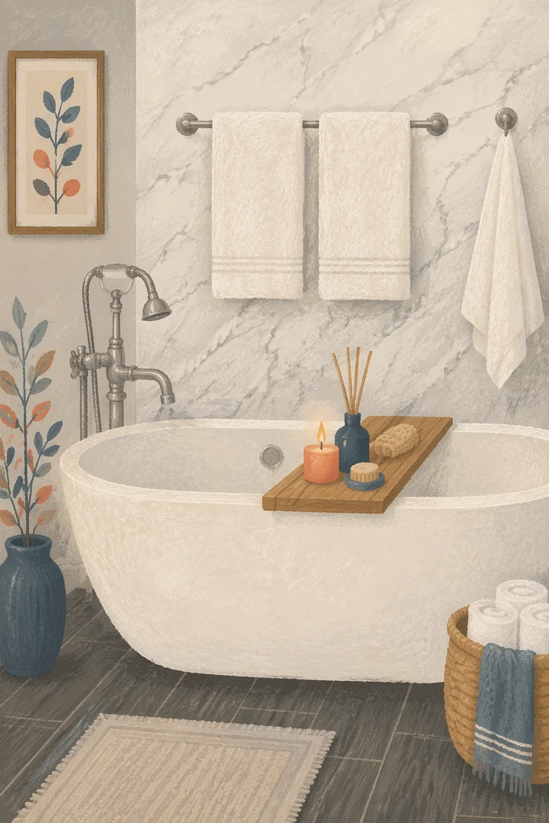 Luxury Spa Bathroom with Freestanding Bathtub
