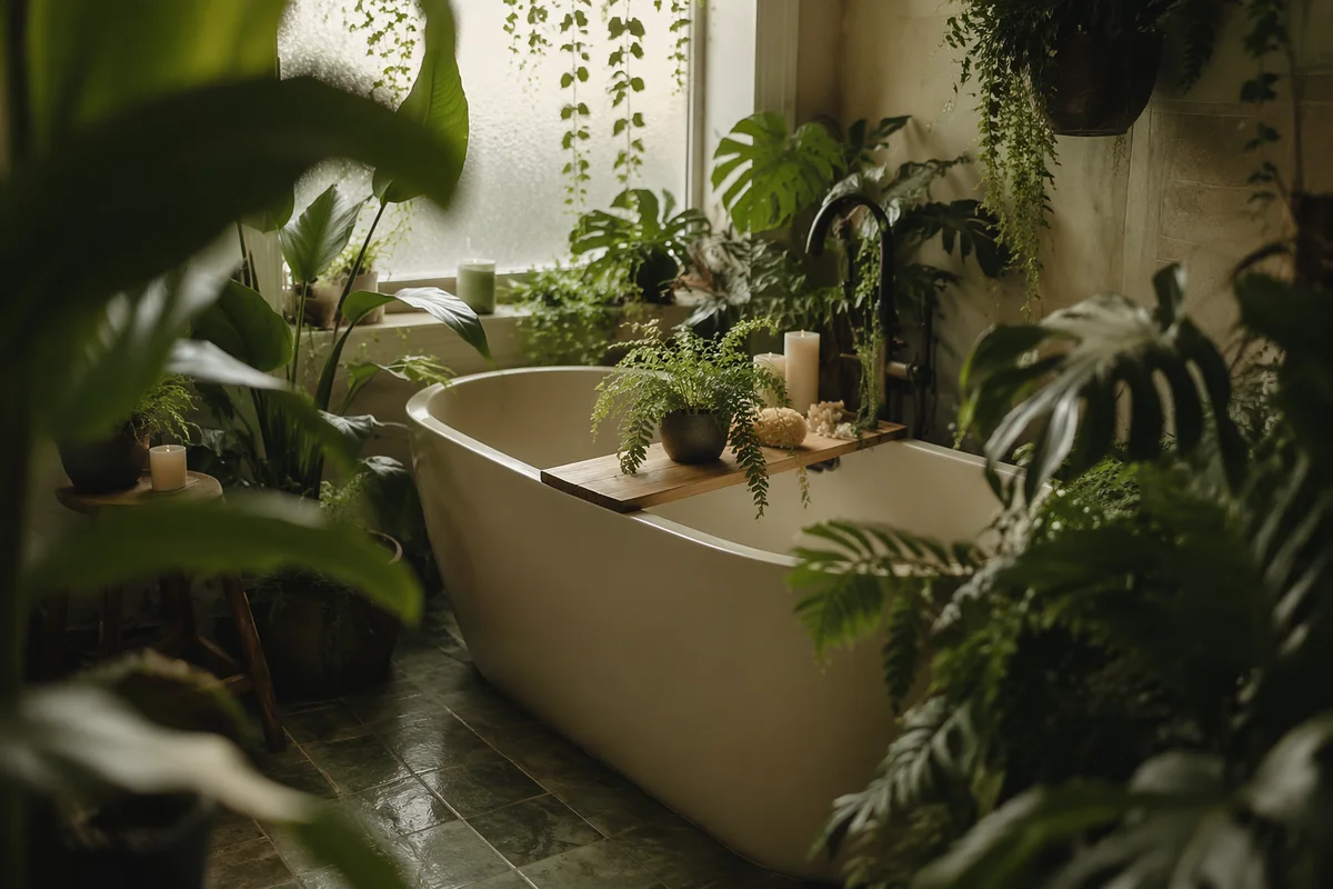 Tranquil Spa Bathroom with Freestanding Bathtub