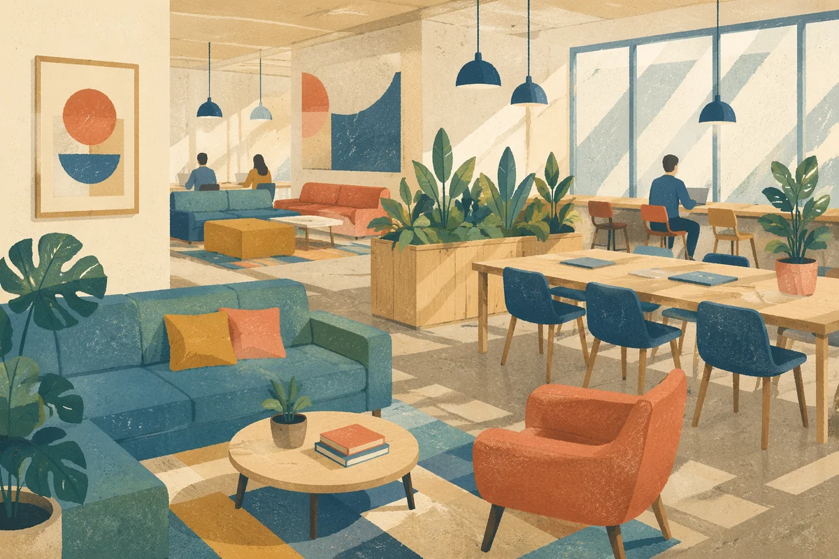 Colorful Modern Coworking Lounge Interior Design