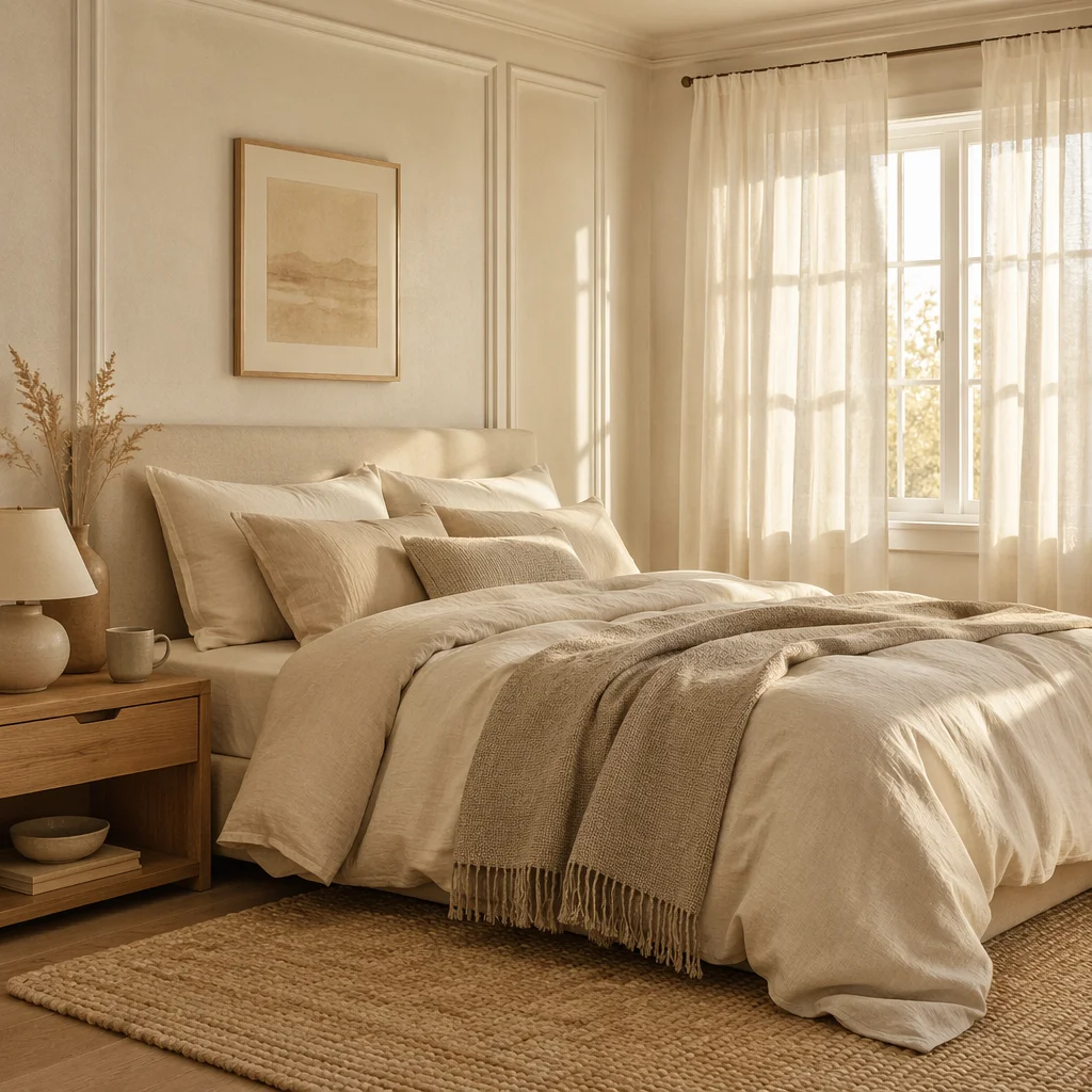 Cozy Neutral Bedroom with Morning Light