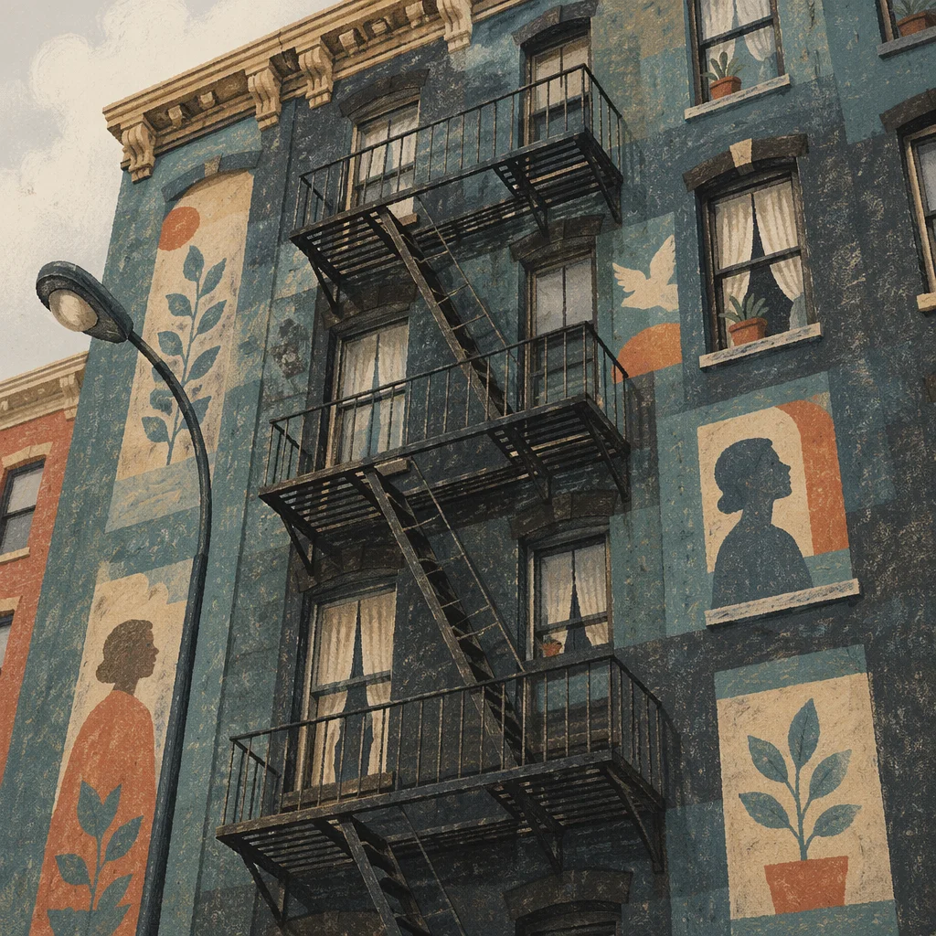 Urban Fire Escape on Weathered Facade