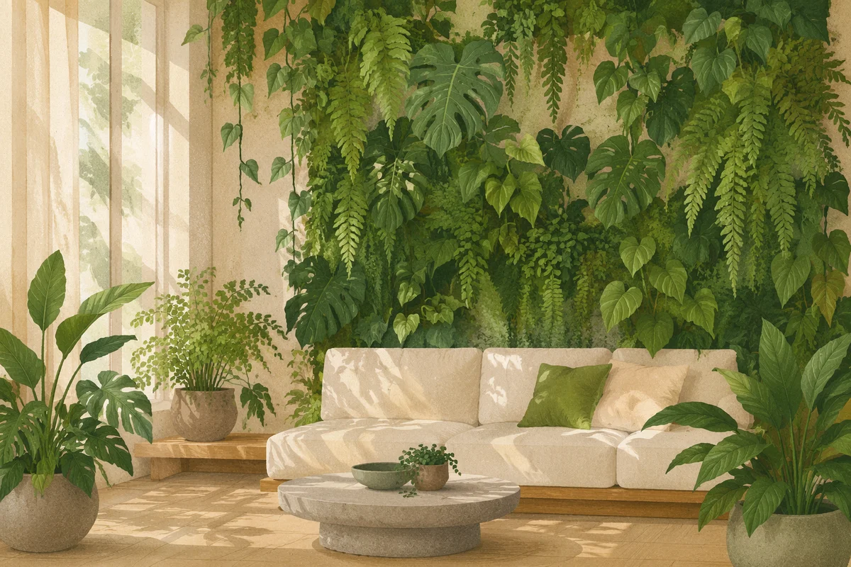 Serene Indoor Vertical Garden Lounge Wall
