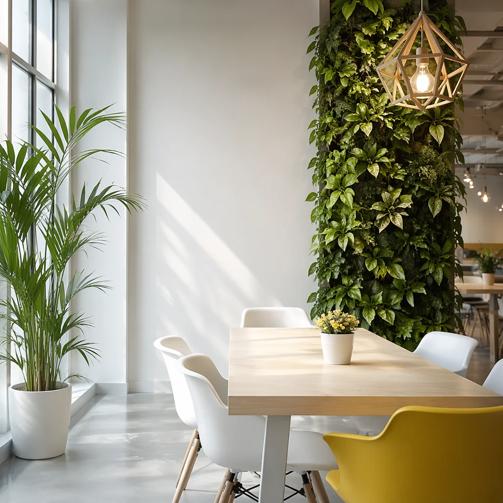 Modern Indoor Plant Wall Café Lounge