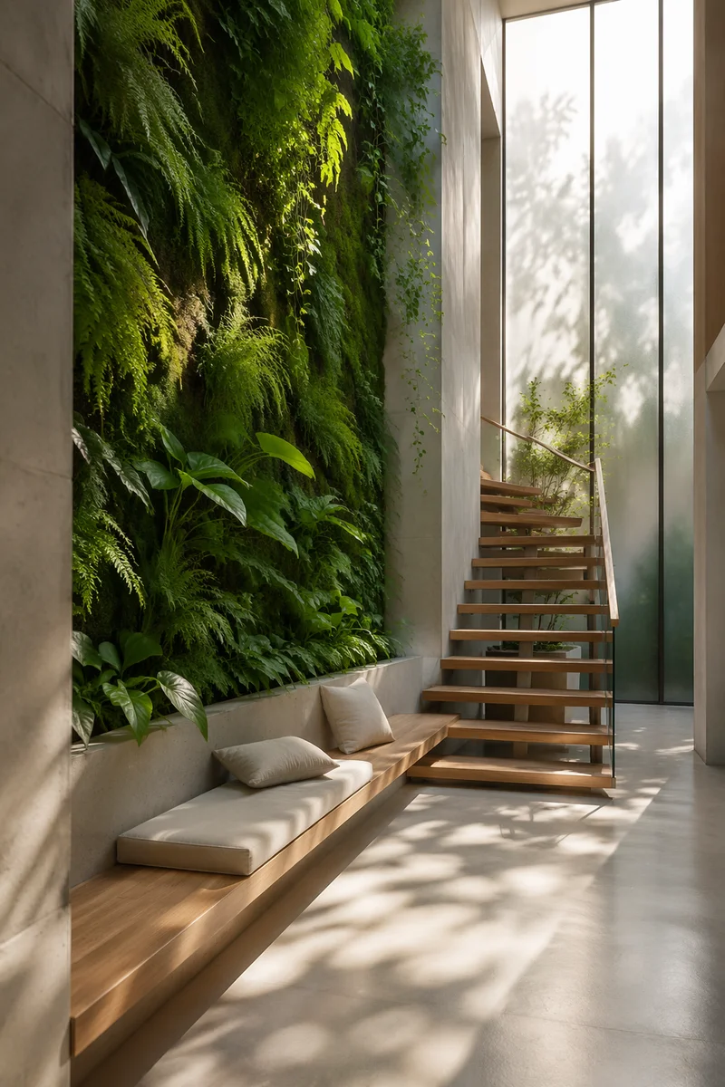 Serene Atrium with Indoor Vertical Garden